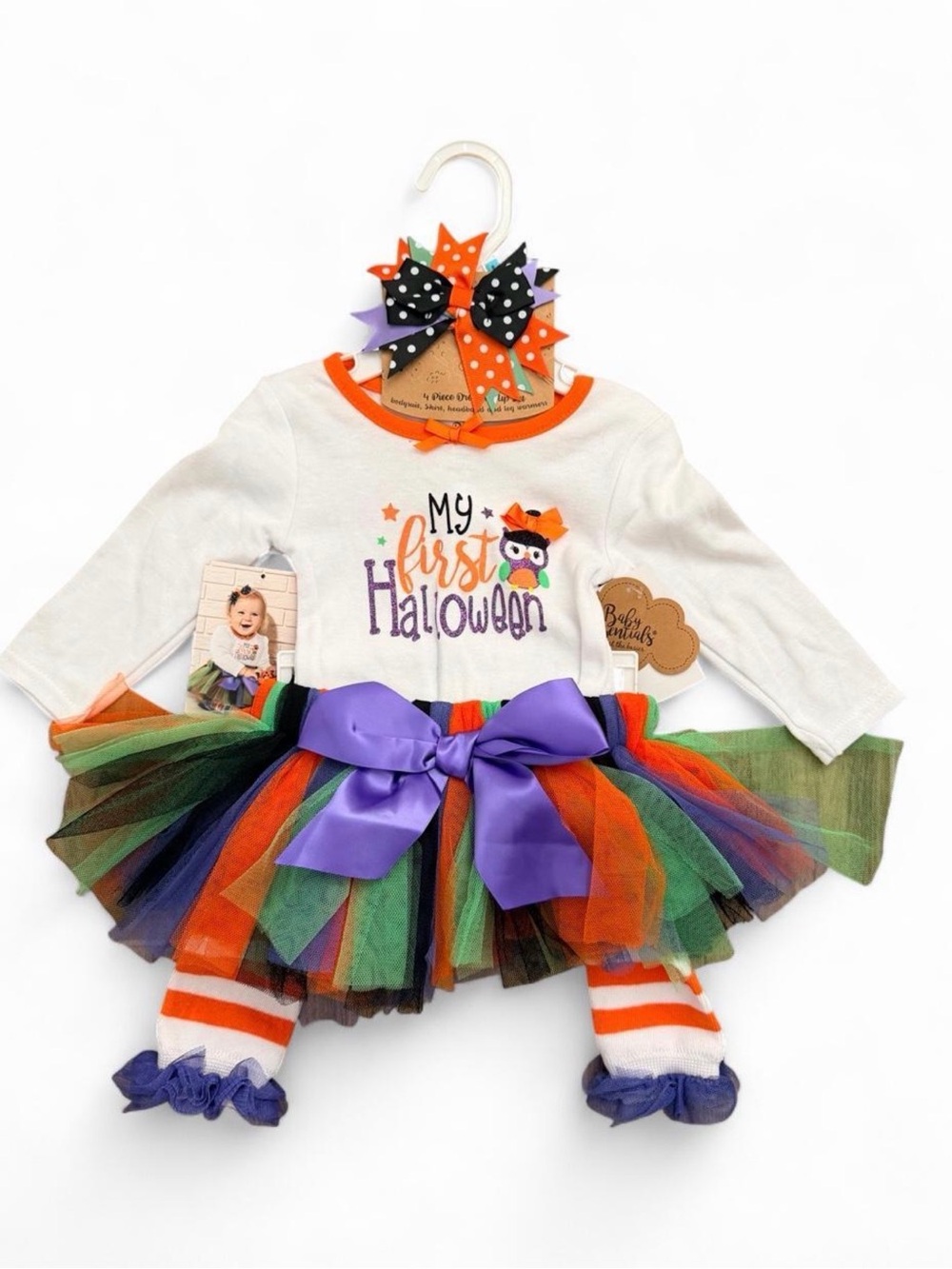 Baby Essentials Purple Orange Green Halloween Tutu Outfit